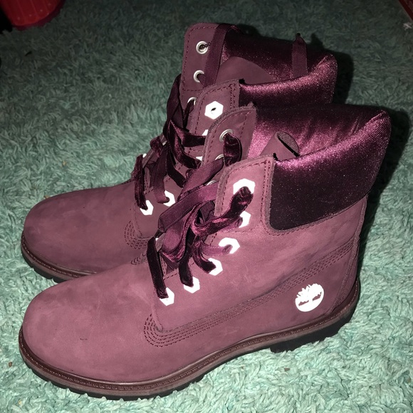 Maroon velvet timberlands - Picture 5 of 12
